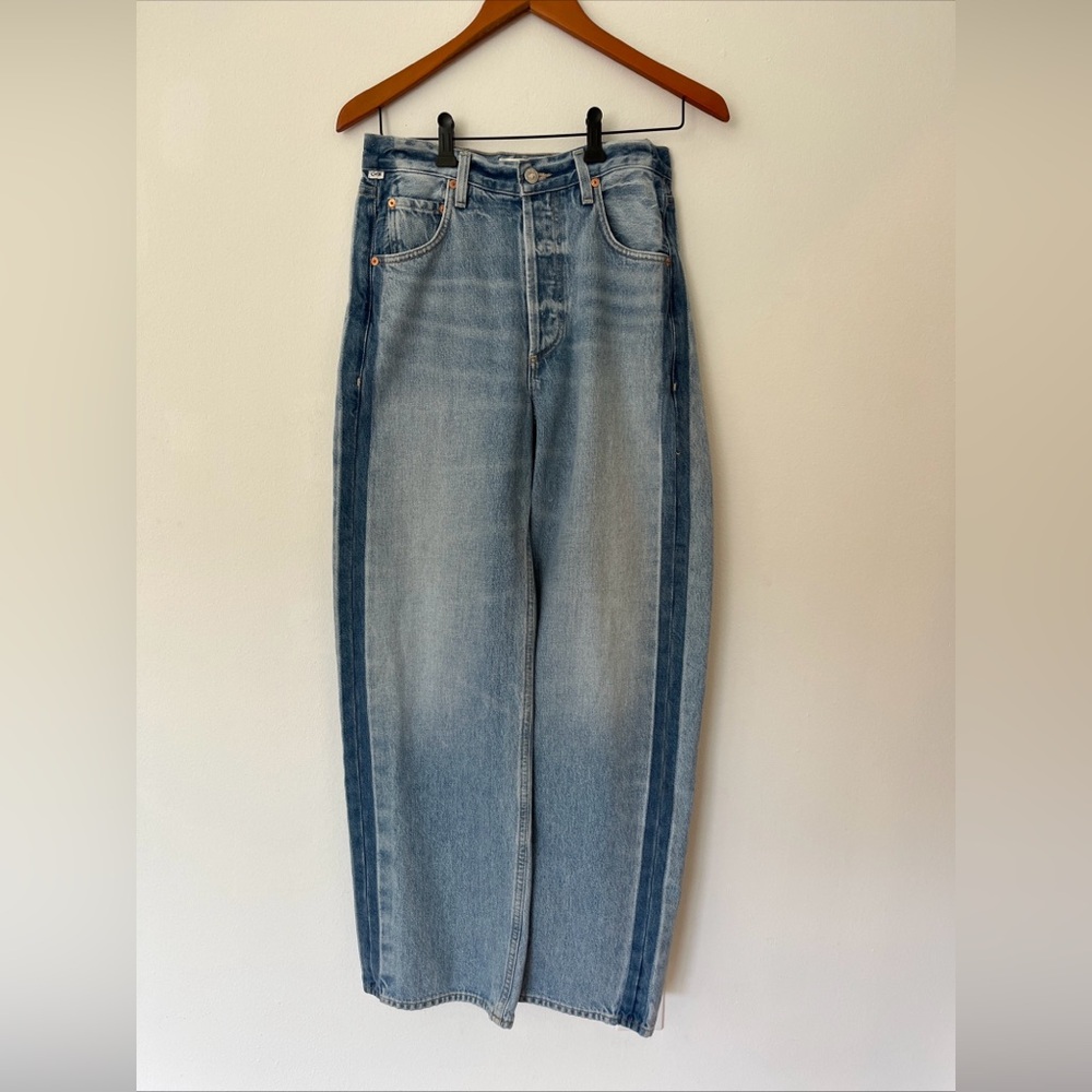 Citizens of Humanity Ayla Baggy  Wide Leg Jeans Women’s 24 Blue Light Wash Denim